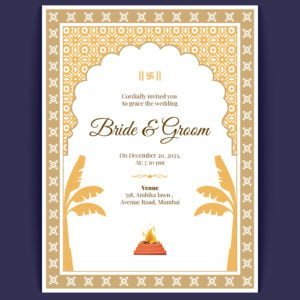 Royal indian wedding card design, wedding invitation template